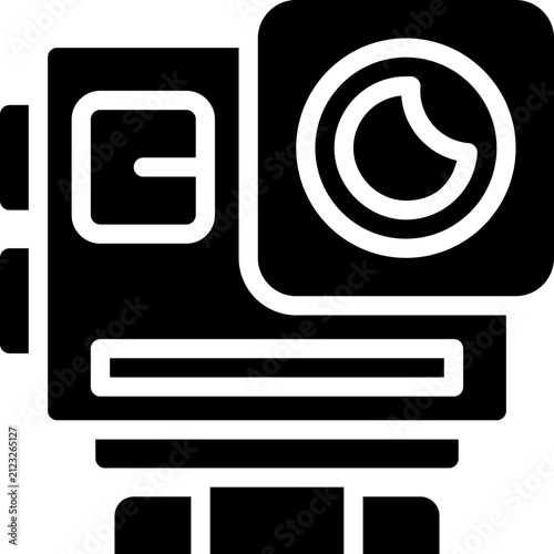 action camera glyph icon. Strong and solid vector icon for websites, mobile interfaces, presentations, and visual branding. High quality and easy to edit.