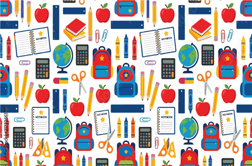 Top View Student Study Desk with Laptop Books and Backpack Vector Illustration