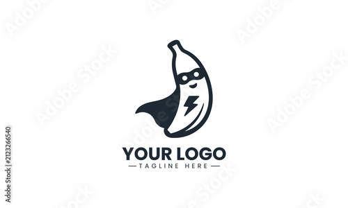 Superhero Banana Character Displays Playful Mascot Cartoon Vector Logo