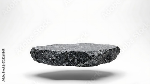 Floating dark stone platform on white background.
