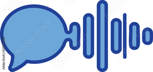 Voice Recognition and Sound Wave Speech Bubble Icon Vector Illustration