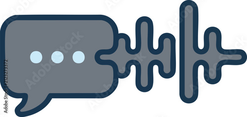 Voice Recognition and Sound Wave Speech Bubble Icon Vector Illustration