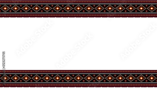 Obraz na plátně Traditional ethnic border pattern, geometric tribal frame on white background, d