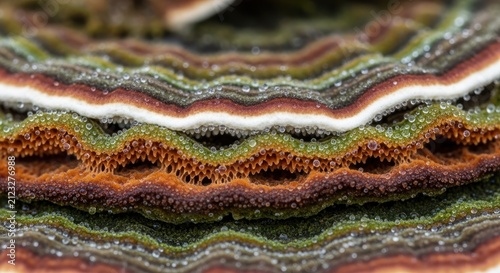Vibrant multicolored layered rock formation closeup.
