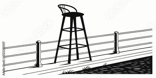 Black bar stool silhouette isolated on white background, furniture