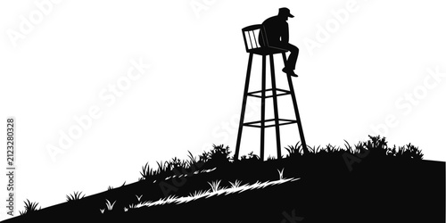 Black bar stool silhouette isolated on white background