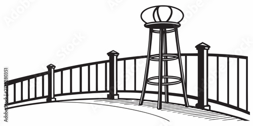 Black bar stool silhouette, isolated on white background, black silhouette furniture