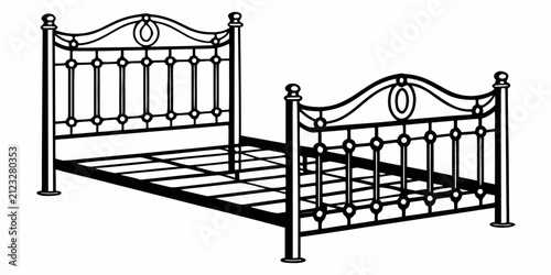 Black bed silhouette bundle isolated on white background, view