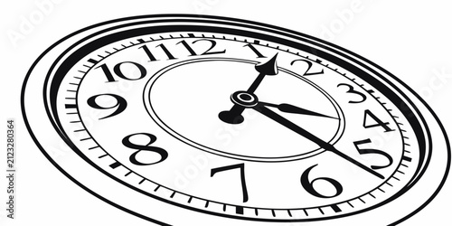 Black bedroom clock silhouette on white background, with time 10:10, analog clock black silhouette
