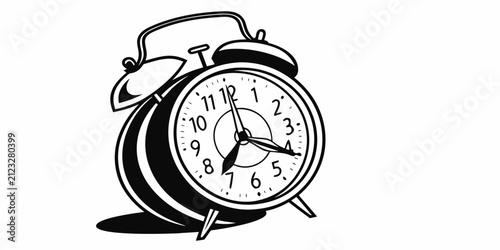 Black bedroom wall clock silhouette on white background, black clock bedroom clock