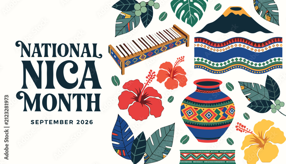 Obraz premium National nica month celebration design with traditional nicaraguan cultural pattern elements
