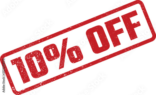 Foto Classic red ten percent off grunge rubber stamp for compelling discounts and pro