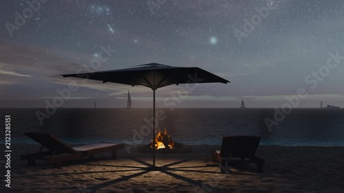 Relaxing Beach Scene Under the Stars