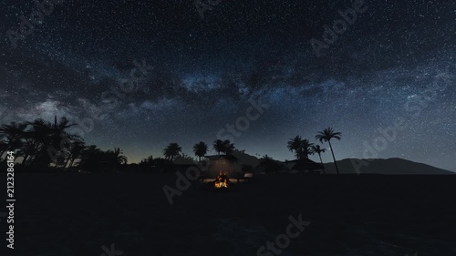 Night Beach Paradise Under the Milky Way Galaxy