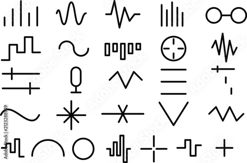 Modern Sound Wave Lines Pack – Minimal Audio Pulse, Music Frequency, Equalizer Waves & Vibration Elements Isolated Vector Set