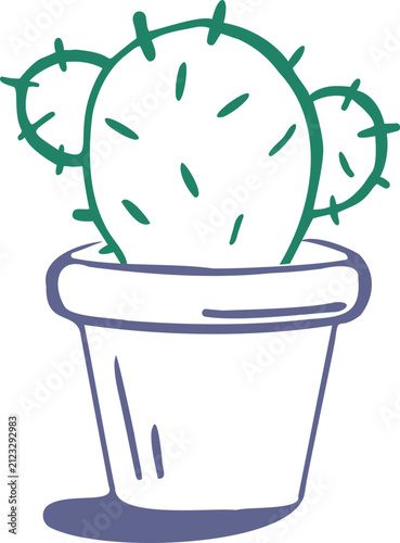 Hand drawn cute cactus in a pot vector illustration isolated on white background