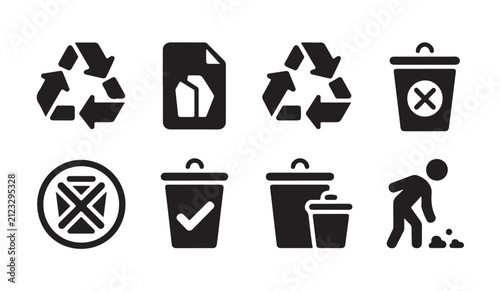 Recycle symbol arrow sign document paper bin delete remove trash garbage refuse waste clean up.