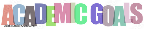 Colorful overlapping letters spelling out academic goals
