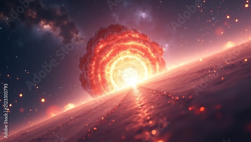 Cosmic Explosion - A Fiery Celestial Event in Space.