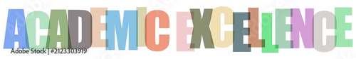 Colorful Text Academic Excellence Isolated on Transparent Background
