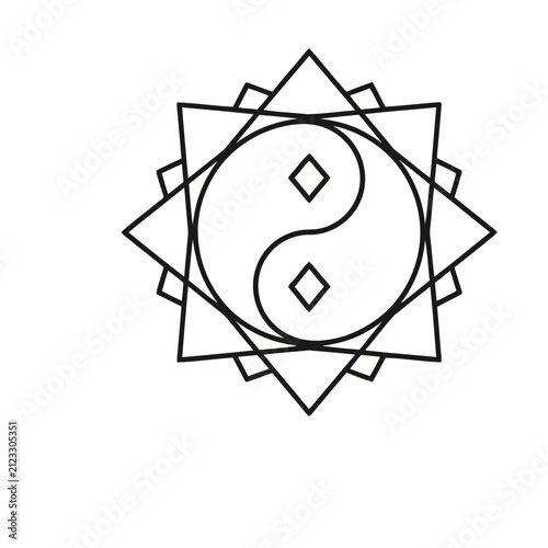 Yin Yang Symbol with Geometric Star Design