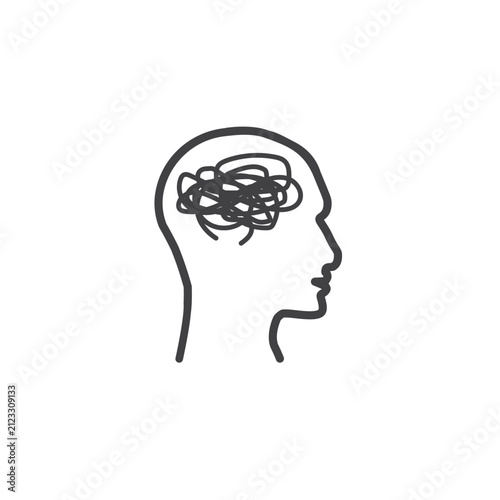 Vector outline icon design representing mental health, dizziness, or stress.