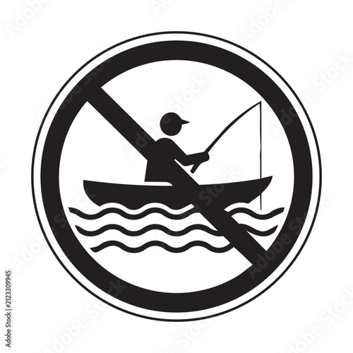 Person fishing in a small boat on wavy water isolated on transparent background, Vector, illustration