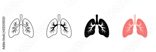 Foto Lung Icon Set Showcasing Human Respiratory System, Pulmonary Health, Anatomy, an