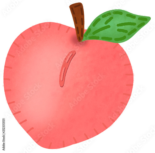 Cute Felt Peach Clipart Sticker Isolated on Transparent Background