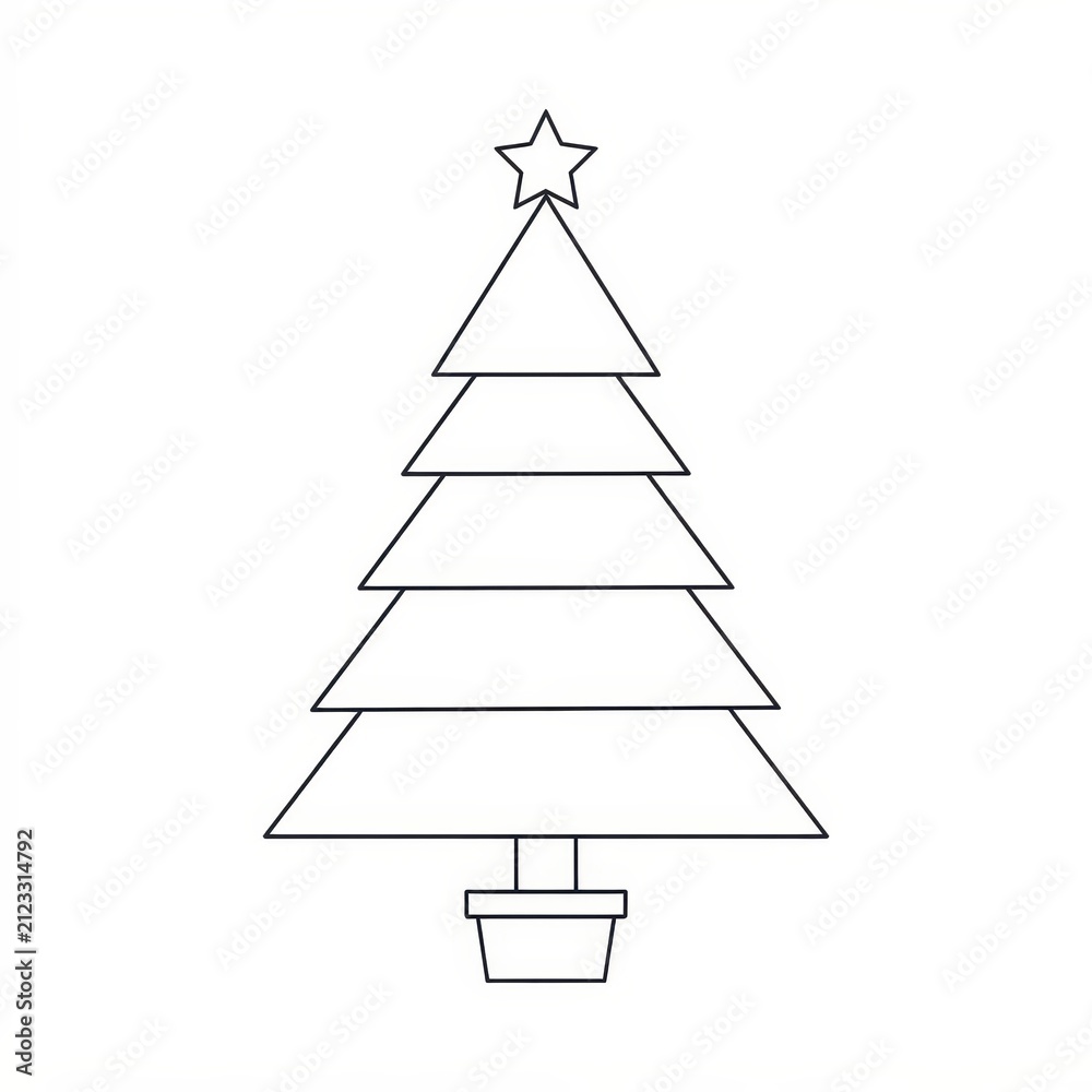 Fototapeta premium Stylized Christmas tree outline with star