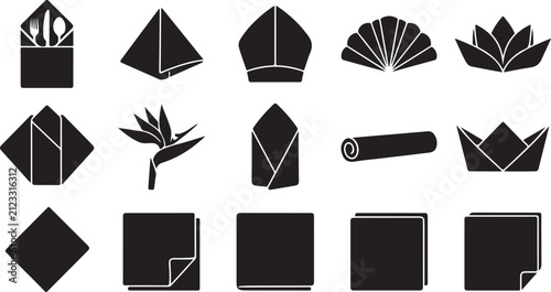 Set of flat style origami paper folding icons