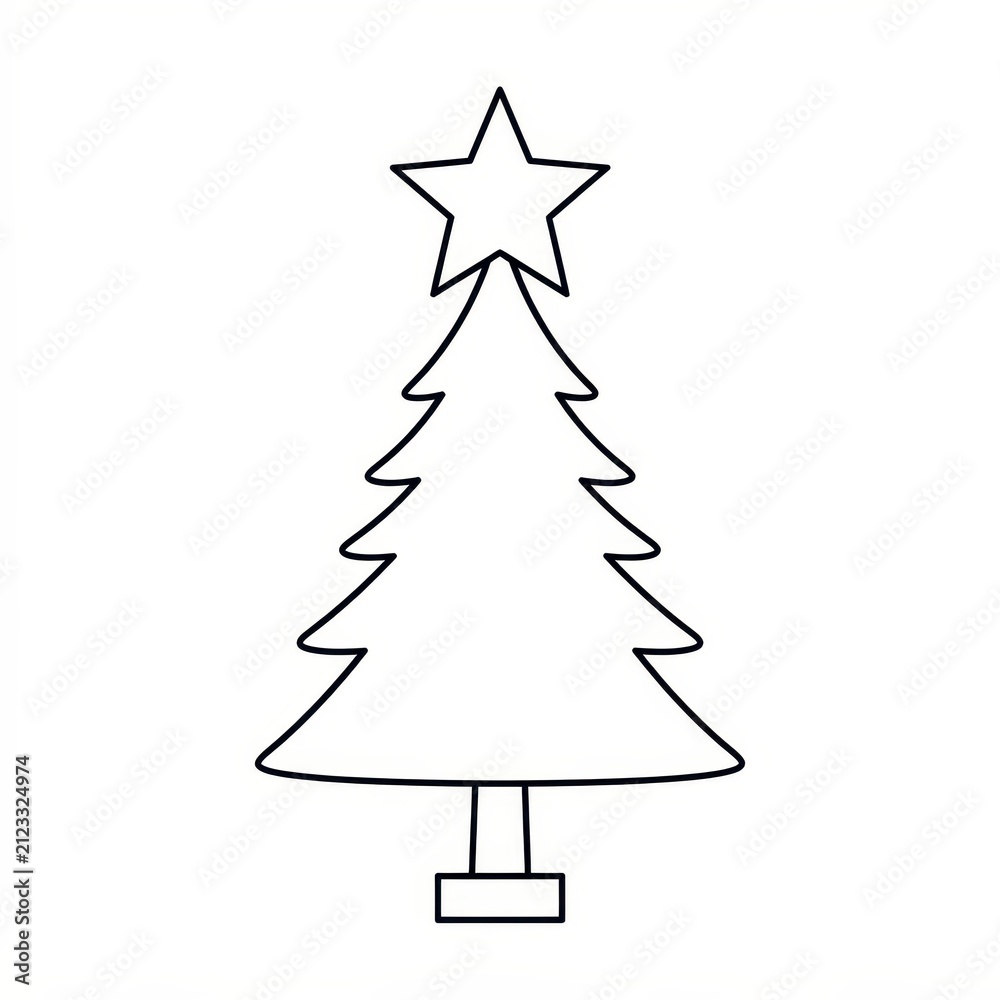 Obraz premium Christmas tree outline with star on top