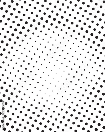 Abstract center gradient halftone dots pattern background.