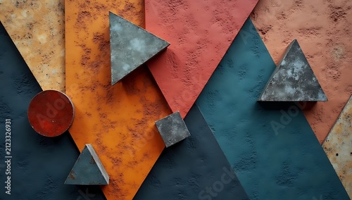 Abstract Geometric Shapes and Textures in Earthy Tones.