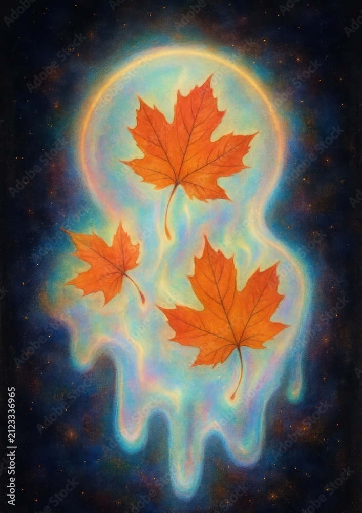 Fototapeta premium Vibrant leaves cosmic glow