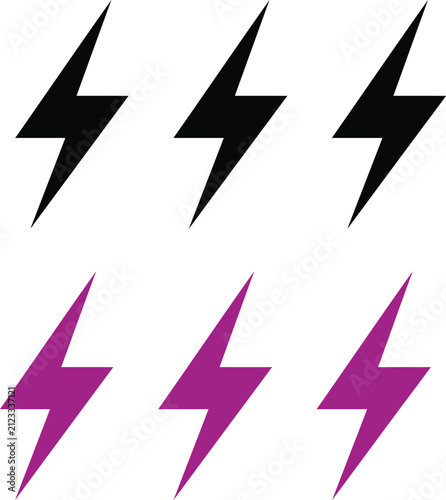 Lightning icon vector set arranged in a repeating horizontal