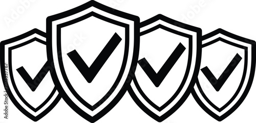 Shield icon graphic security set protective emblems check marks