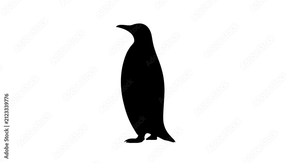 Obraz premium Emperor penguin silhouette. Bold black animal icon isolated on a white background.