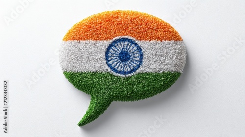 Indian flag speech bubble made of tiny coiled elements on white background