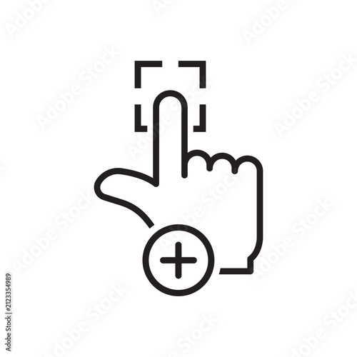 Scan the finger icon vector. Thin line sign. Isolated contour symbol illustration
