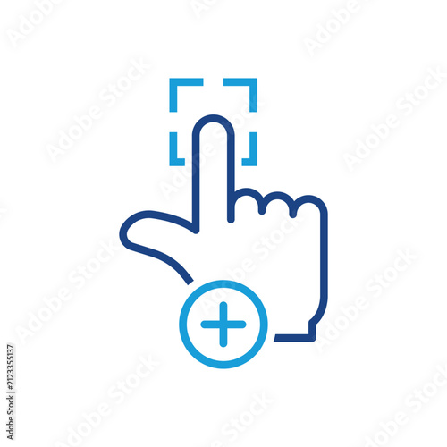 Add Touch ID to the Smartphone Line Icon. Scan Fingerprint Password to Access Color Pictogram. Scanner Human Finger Print Identification Outline Symbol. Editable Stroke. Isolated Vector Illustration