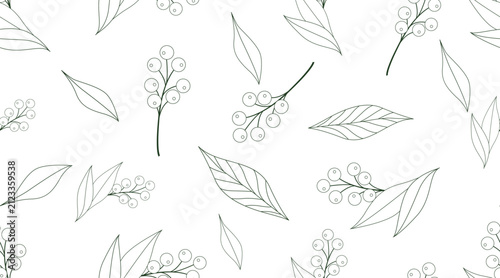 Continuous leaf vector pattern; seamless fabric pattern.