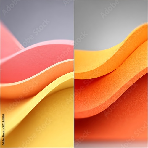 Soft Curved Paper Layers In Yellow Orange And Pink Tones Keywords: paper, layers, curved, soft