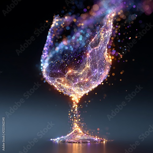 Sparkling Particles Forming a Wine Glass Shape Keywords: sparkling, particles, wine glass