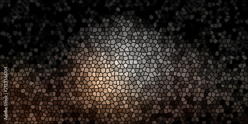 Abstract brown and black mosaic backdrop with illuminated central gradient.