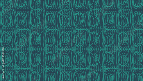Seamless pattern with teal geometric shapes on dark blue background repetitive linear design for digital textile printing interior wallpaper modern style