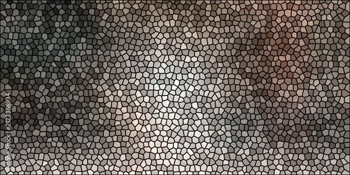 Abstract brown mosaic background featuring soft light and tiled texture.