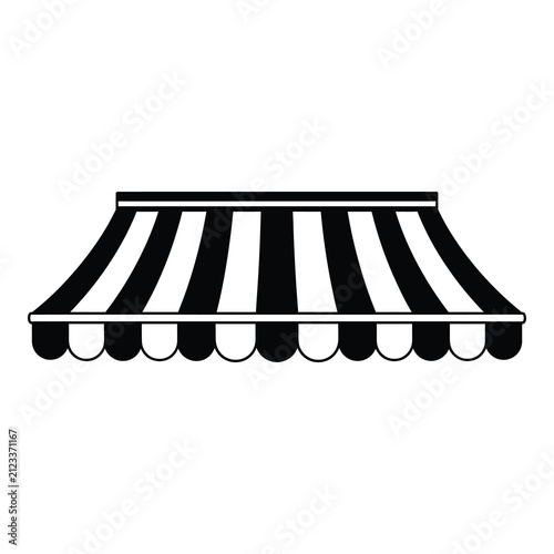 Black and White Striped Storefront Awning Canopy
