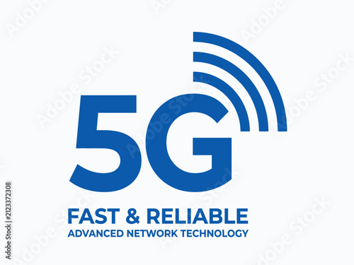 5g logo with signal waves a vector illustration in blue on a white background fifth