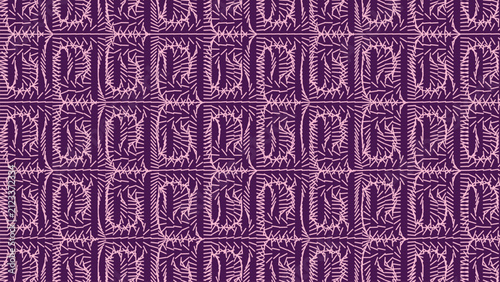Purple abstract pattern intricate geometric shapes repeating design decorative background texture hand drawn style
